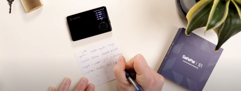 safepal s1 seed phrase writing