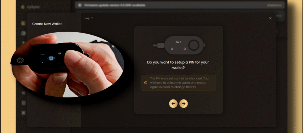 cypherock x1 set pin code