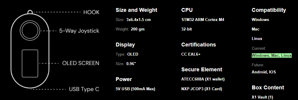 cypherock x1 specs